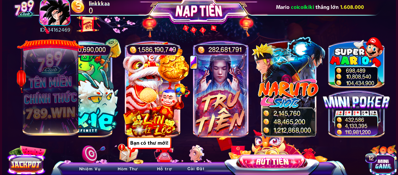 Giới tựa game nổ hũ Naruto slots uy tín tại link tải 789 Club