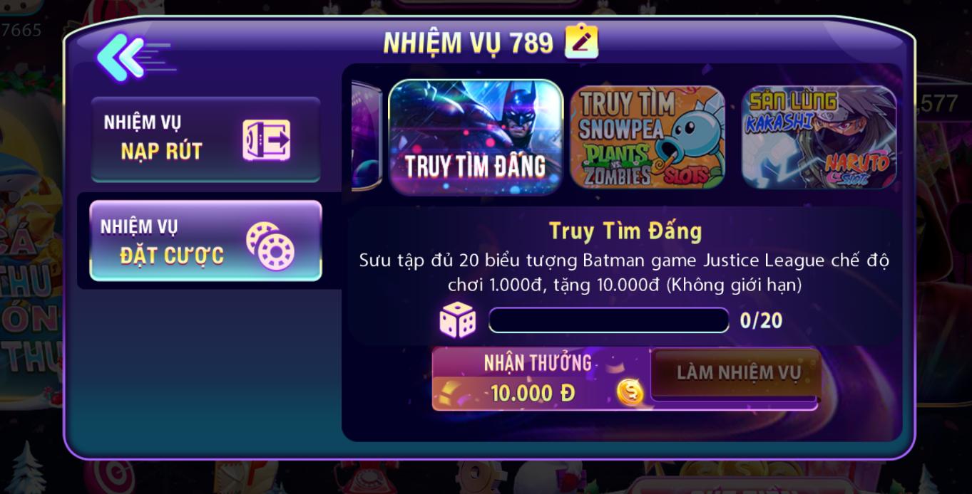 Khuyến mãi từ nhiệm vụ đặt cược đa dạng từ link tải 789Club