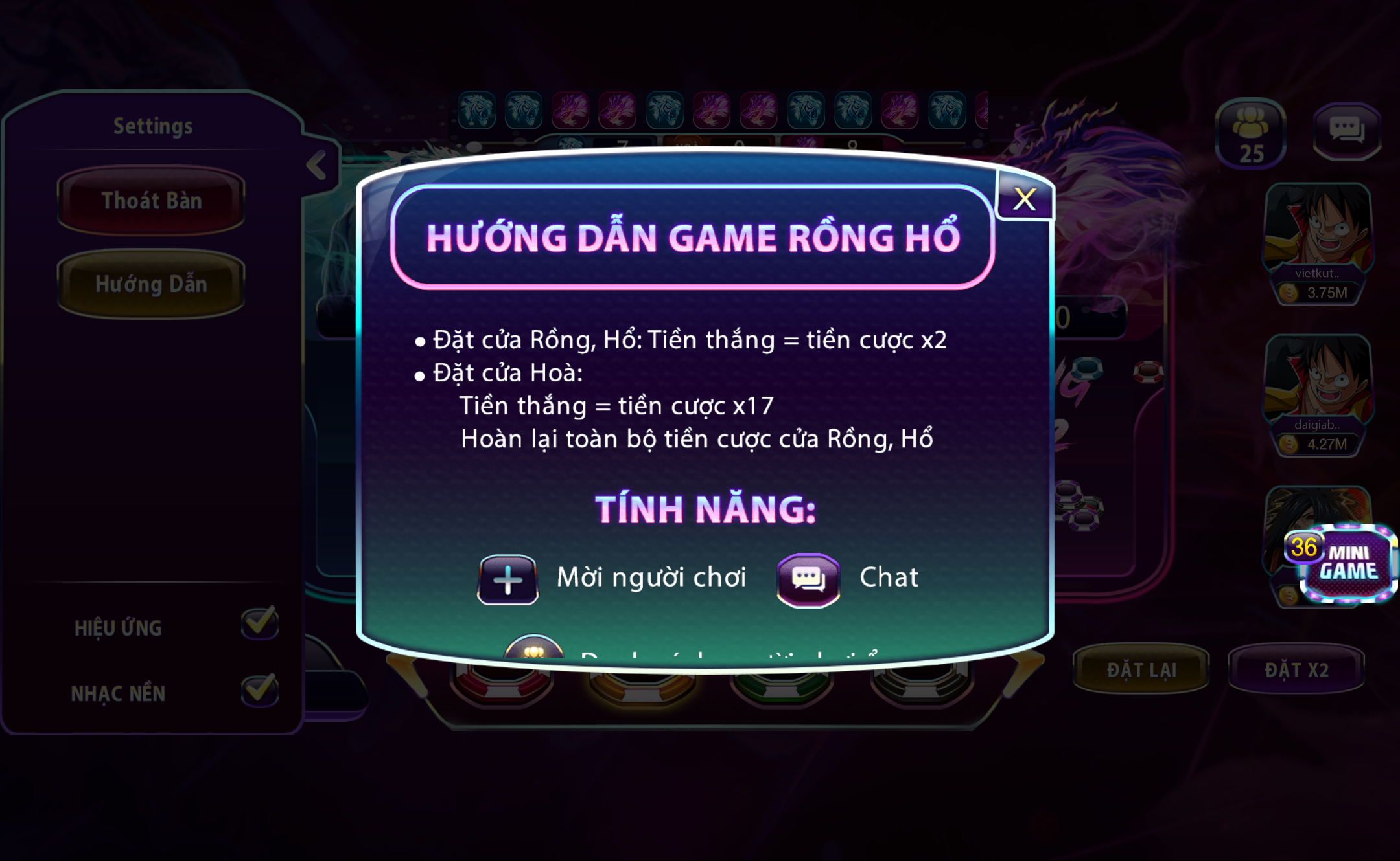 Lưu ý nho nhỏ trong quá trình tham gia game Rồng Hổ